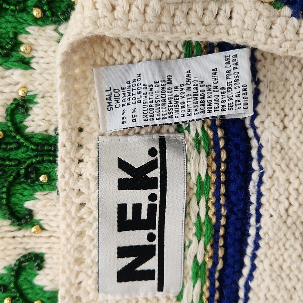 N.E.K. Vintage Christmas Holiday Knit Beaded Vest Womens Sz S - Picture 5 of 16